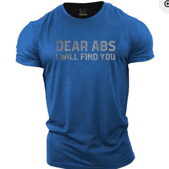 Attifit Royal Blue Dear Abs I Will Find You Graphic T-Shirt Size 2XL - Picture 1 of 5
